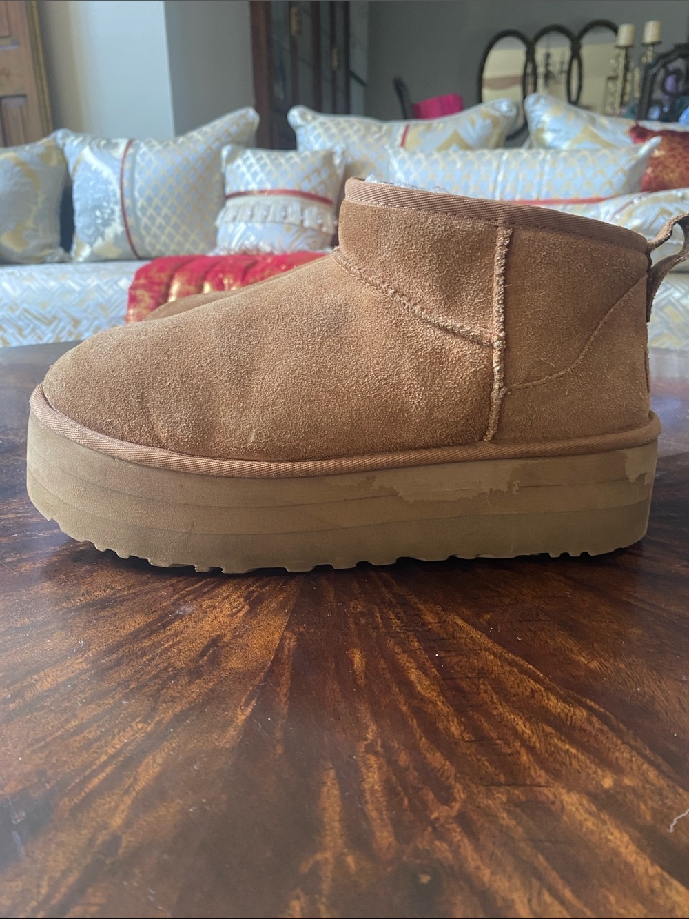 Chestnut UGG Suede Platform Ankle Boots